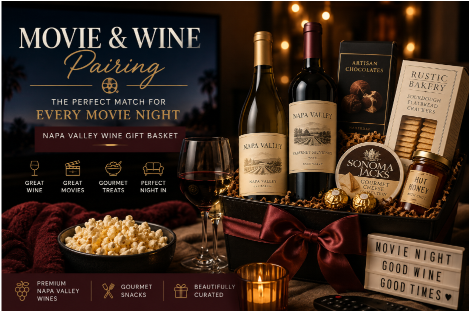 Movie and Wine Pairing: Create the Perfect Movie Night with a Napa Valley Wine Gift Basket